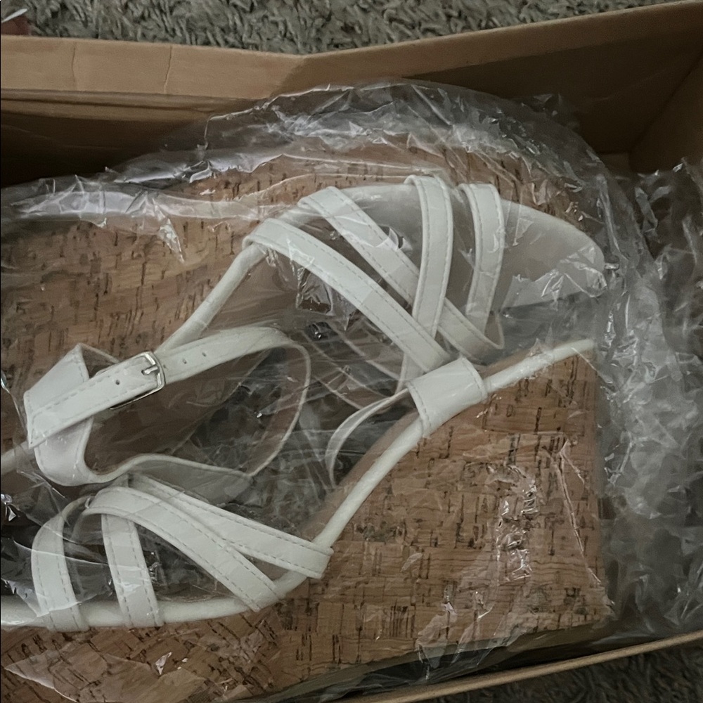 Elegant White Wedge Sandals